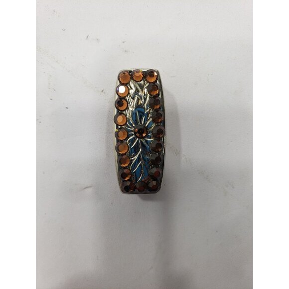 BB Simon 3 Piece Buckle Combo Set Western Swarovski Crystal Brown Silver - Picture 5 of 6